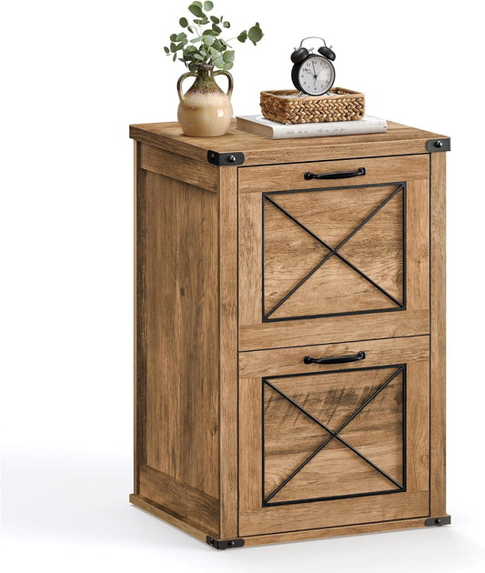 VASAGLE File Cabinet - Modern Farmhouse Filing Cabinet with 2 Drawers for A4 & Letter Size - Honey Brown