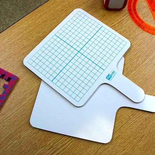 Flipside Products Rectangular Graph Dry Erase Answer Paddles, Double-Sided, Auction, Handheld Whiteboard, Handle Response Board, Classroom Dry Erase, Math Practice, Pack of 24