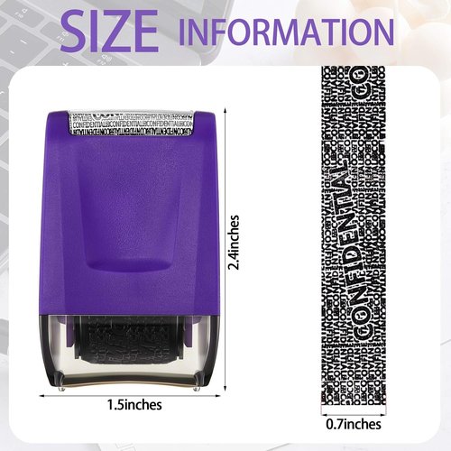 Outus Identity Theft Prevention Roller Stamp - Confidential Privacy Guard for Mail | 2 Pcs Set (Black & Purple)