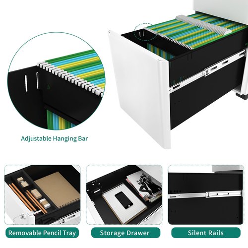 YITAHOME 3-Drawer Metal Filing Cabinet Office Drawers with Keys, Compact Slim Portable File Cabinet, Pre-Built Office Storage Solution for A4/Letter/Legal, White