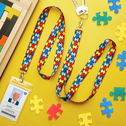Outus Autism Puzzle Lanyards - Retractable Badge Reel & Cardholder Keychain | Cute Breakaway Design for Nurses & Teachers