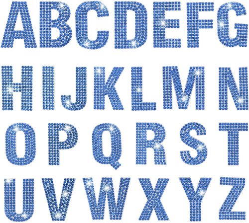 PRATIQUE Glitter Rhinestone Alphabet Stickers - 26 Self-Adhesive Letters for DIY Art & Crafts | Blue