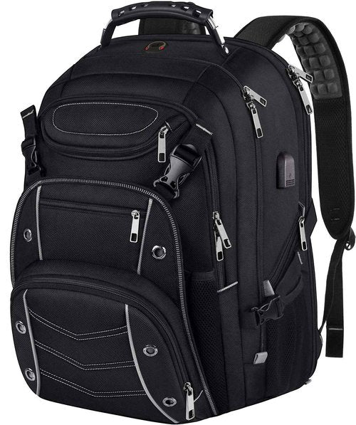 VECKUSON 18.4 Laptop Backpack for unisex, 60L Extra Large Gaming Laptops Back Bag with USB Charger Port,TSA Friendly Flight Approved and RFID Anti-Theft Pocket Heavy-duty Pack,21.3*15.7*11.8inch Grey