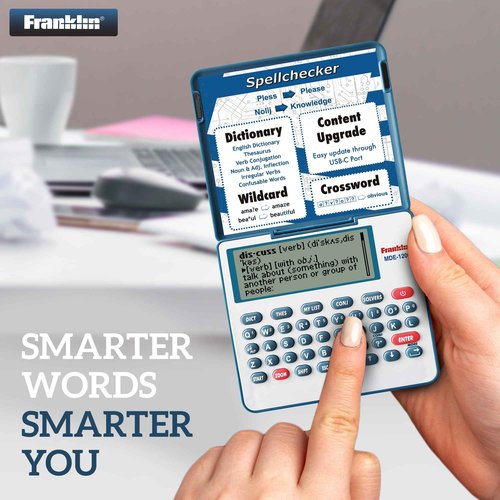 Franklin MDE-1200 Electronic Dictionary and Thesaurus – English Dictionary, Synonyms, Spell Checker, Word Games, Grammar Tools, Digital Dictionary, Portable Device with LCD Screen