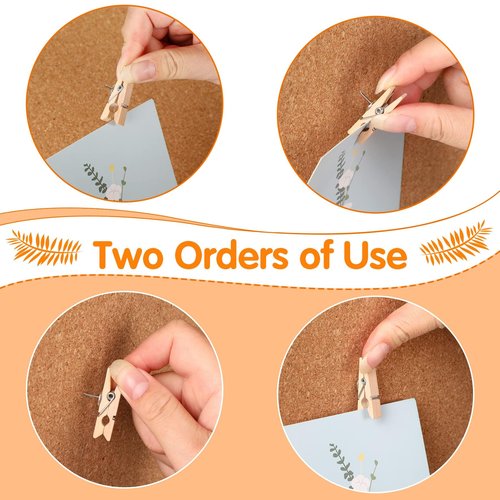 SANNIX 100Pcs Wooden Push Pin Clips with Thumb Tacks for Bulletin Board, Cork Board Decorations, School Office Crafts, Photo Calendar Crafts, Arts Projects, Photo Supplies