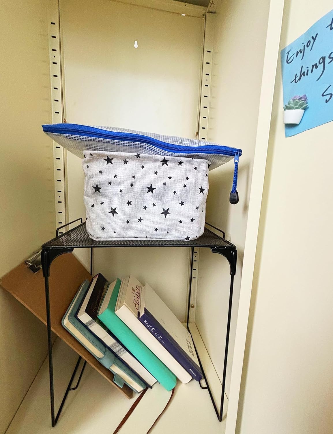 Skiennix Locker Organizer Shelf - Mesh Storage Basket for School, Gym & Home | Black