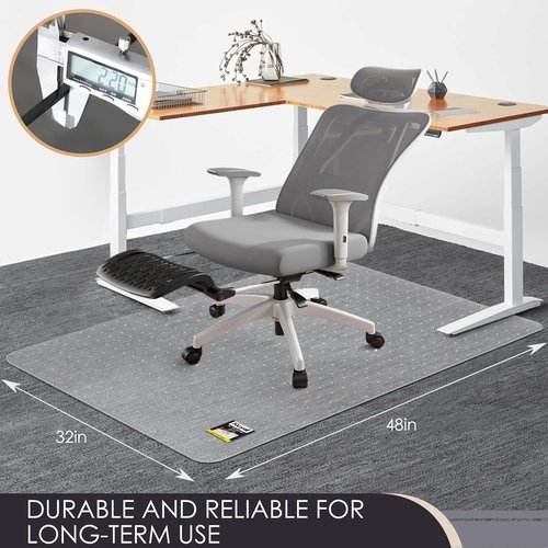 Kuyal Office Chair Mat - Heavy Duty Clear Protector for Carpeted Floors | 32x48 Inch for Easy Movement