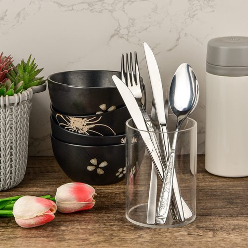 4 Pieces Clear Acrylic Pen Holder Round Acrylic Pencil Cup Clear Makeup Bush Holder Acrylic Desktop Stationery Organizer for Office School Home Desk Accessories (4 Pack, Round)