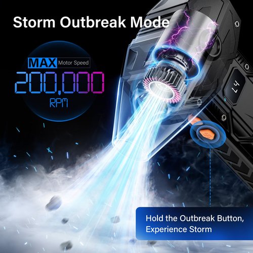 Compressed Air Duster-4 Gear Adjustable 200,000RPM Storm Electric Air Blower, Rechargeable Cordless Cleaner for Keyboard, PC, Electric Devices Cleaning, Replace Canned Air Compressed Air Cans - Black