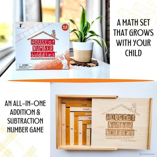 Little Bud Kids - House of Number Buddies Math Game | Montessori Counting Rods & Flash Cards for Ages 4-8
