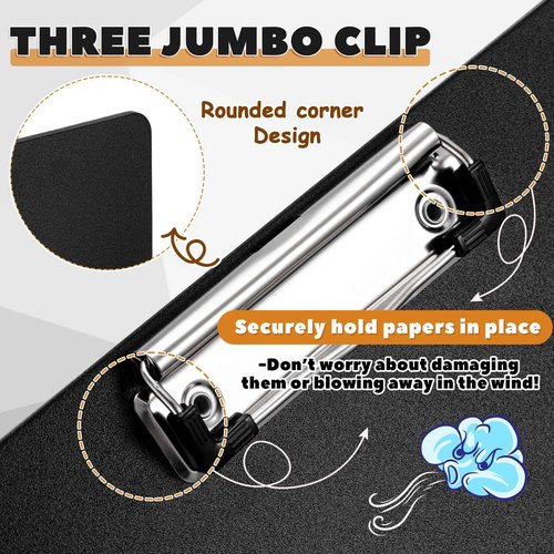 Tenceur 8 Pcs Extra Large 11x17 Clipboard - Horizontal Three Clip Plastic Clipboard for School, Office, Home & Teachers
