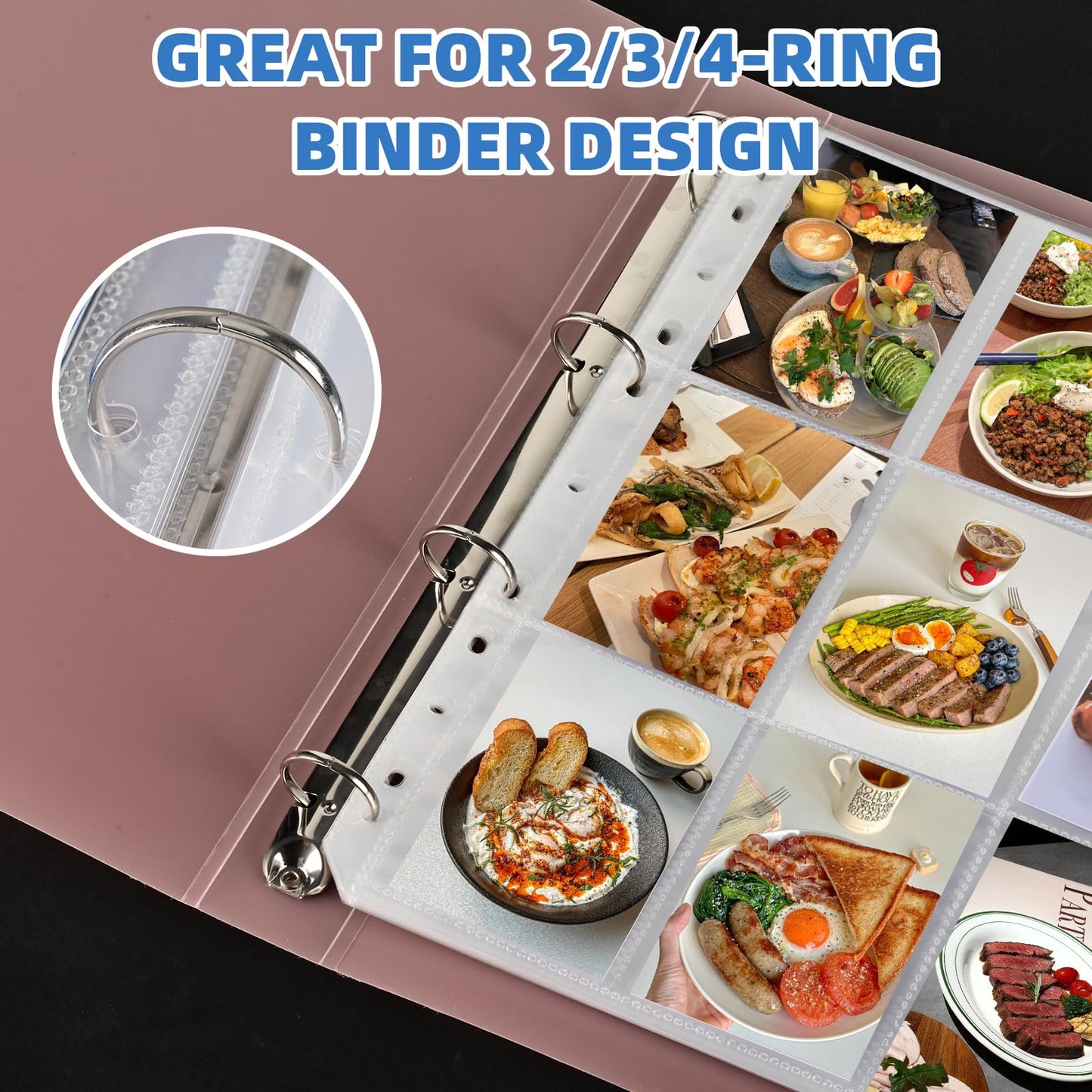 200 Pack 9 Pocket Trading Card Binder Pages, Holds 3600 Cards, Thickened Binder Sleeves, 3 Ring 9 Pocket Sheets for Sports Cards, Coupons Cards