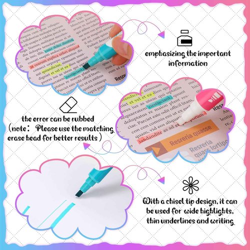 Zhehao 100 Pcs Erasable Highlighters, Smooth Writing Double Head Highlighter for School Office Back to School Supplies Occ Shoebox Gifts