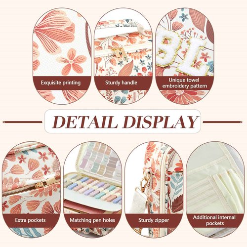 Sinload Extra Large Bible Cover Case Christian Bible Gift for Women 12.8 x 10.5" Chenille Letter PU Leather Bible Bag with Shoulder 5 Bible Tabs 6 Gel Pen 12 Highlighters Xmas Bible Study Supplies