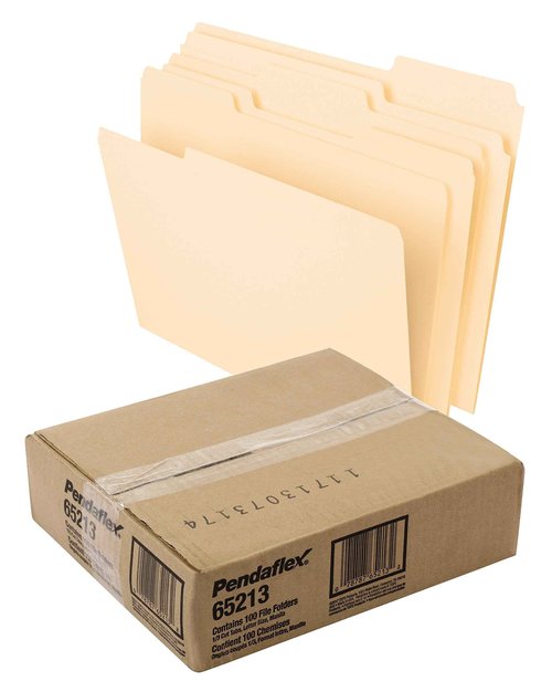 Pendaflex Extra Capacity Reinforced Hanging File Folders, 2", Letter Size, Standard Green, 1/5 Cut, 25/BX (04152X2) & File Folders, Letter Size, 8-1/2" x 11", Classic Manila, 1/3-Cut Tabs in Left