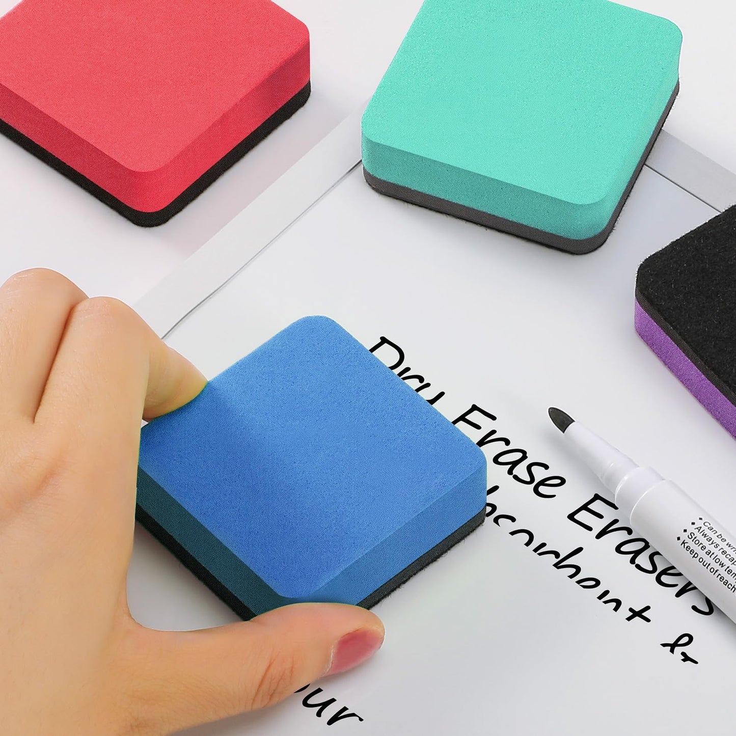 MaxGear Dry Erase Erasers, 24 Pack Magnetic Whiteboard Erasers, 6 Colors