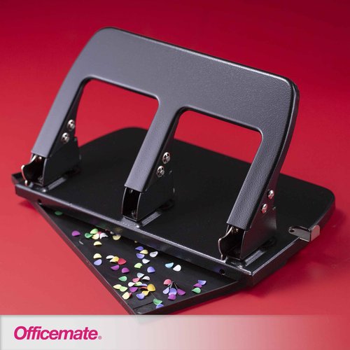 Officemate Medium Duty 3 Hole Punch with Ergonomic Handle, 30 Sheet Capacity, Black (90088)