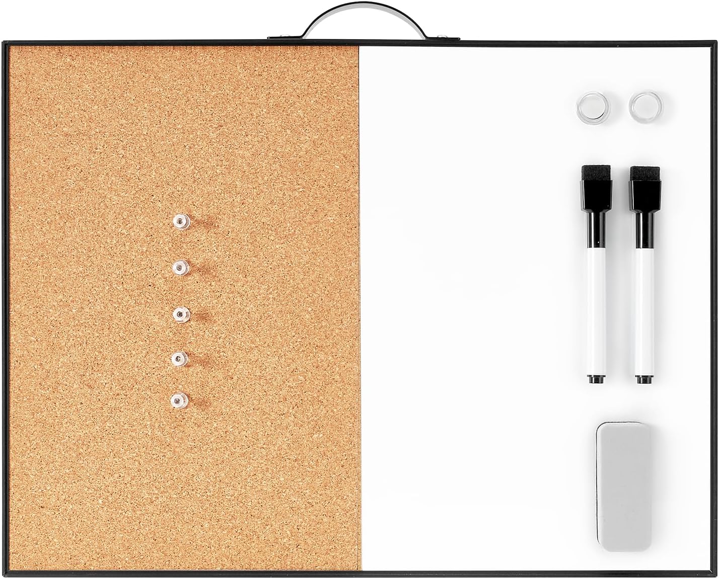 TSJ OFFICE Magnetic Dry Erase Board - 12" X 16" Portable Whiteboard with Cork Board & Black Frame