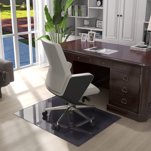 Natsukage Glass Chair Mat 36" x 48" 1/4" Thick Tempered Glass Office Chair Mats Desk Chair Mat for Carpet or Hardwood Floor Computer Chair Mat Floor Protector(Grey) (A-GE10015-NAT-USAM022)