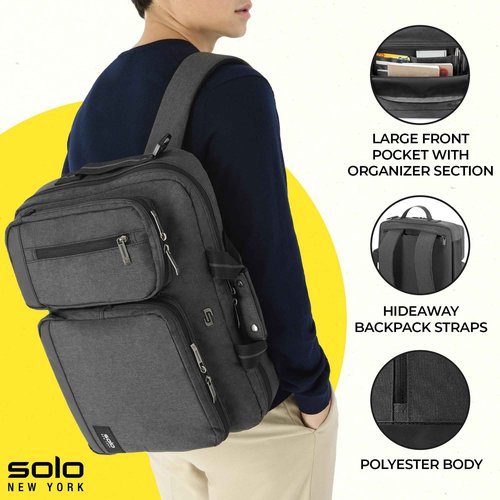 Solo New York Urban Carrying Case (Briefcase) for 15.6" Notebook - Gray, Black, 12.5" x 17" x 5" (UBN310-10)