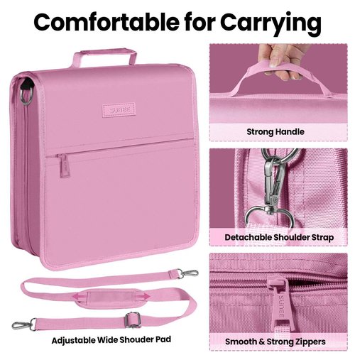 SUNEE Zipper Binder 3 Ring, 3 Inch O-Ring with Handle and Shoulder Strap, 600-Sheet Capacity, 5-Tab Expanding File Folder, Multi-Pockets for Middle School Organizer Binder with Zipper, Grape Purple