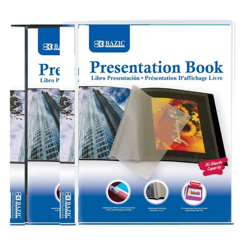 BAZIC Products Presentation Book 10-Pockets Binder w/Plastic Clear Sleeves, Fits 8.5x11 Paper, Sheet Protector Portfolio Folder for Report, 24-Pack