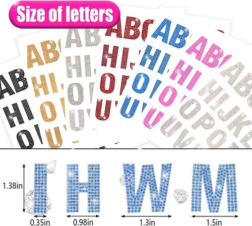 PRATIQUE Glitter Rhinestone Alphabet Stickers - 26 Self-Adhesive Letters for DIY Art & Crafts | Blue