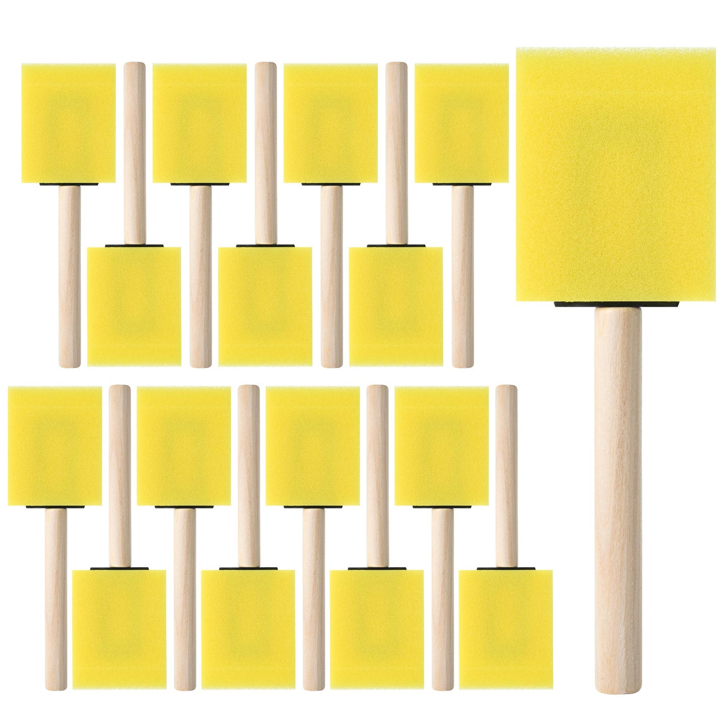Bates- Foam Paint Brushes, 2", 16 Pack, Yellow Sponge Brushes for Painting, Staining