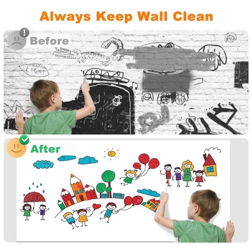 Nortix Whiteboard Wallpaper, Whiteboard Contact Paper, White Board Sticker, Stain-Proof, Super Sticky Peel and Stick Dry Erase Roll for School/Office/Home, 1.45x11ft (2)