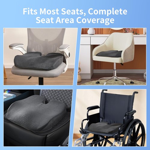 Zickskt Seat Cushion for Office Chair, Gel & Memory Foam Chair Cushion, Sciatica & Coccyx Pain Relief Cushion for Long Sitting Office Workers, Car Drivers