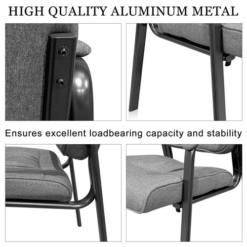 Waiting Room Chairs & Conference Room Chairs, Office Chair No Wheels with Padded Armrests and Backrest, Reception Chairs for Lobby and Waitting Room, Ergonomic Support with Sturdy Metal Frame, Grey