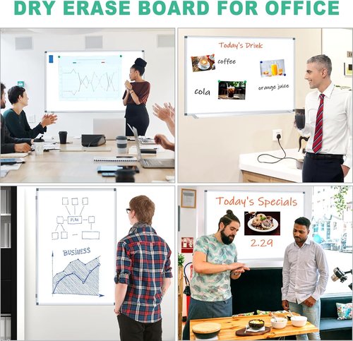 H-Qprobd Large Magnetic Dry Erase Whiteboard - 4' x 3' with Pen Tray, Markers, Erasers & Magnets