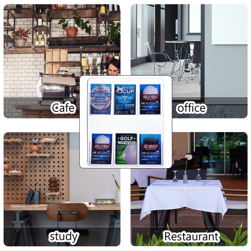 Eersida 2 Pack Acrylic Brochure Pamphlet Holder Wall Mount Clear Brochure Display Holder Plastic Trifold Flyer Rack Literature Storage Rack for Offices Waiting Room (6 Pockets, 15 x 13 Inch)