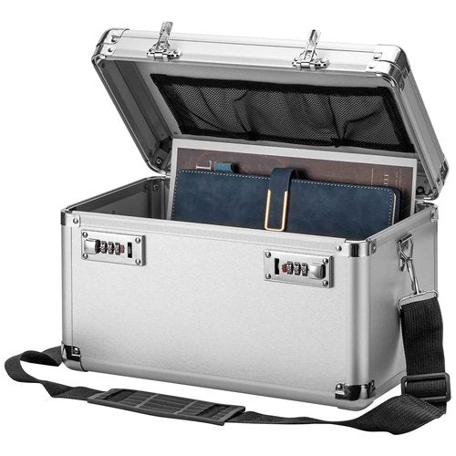 LOCKCURX Large Lock Box - Security Combination Lock Box, Locking Storage Case for Personal Items and Medicine, Childproof Lockable Lockbox for Home/Office/School, 15.1x9.4x8.7 Inch, Silver