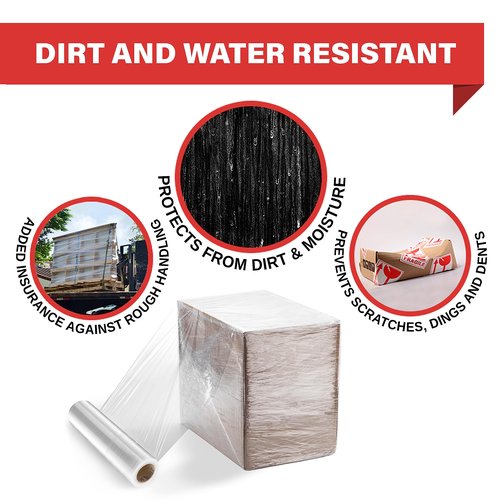 Stretch Wrap Industrial Strength 4 Pack 17.5" 1100 SqFt 80 Gauge Extra Thick (20 Micron) Shrink Wrap Roll for Moving Supplies, Furniture, Pallets, Plastic Wrap for Packing, Heavy Duty Stretch Film