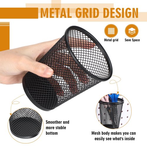 Spakon 6 Sets Pegboard Cups with Ring Hook Pegboard Bin Holder Organizer Multipurpose Pen Cup Metal Pencil Holder Peg Board for Desk Office Garage