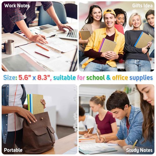 Notebooks for School: 96 Pack Journals with 96 Motivational Stickers, 60 Page College Ruled Notebook Journals for Writing, Student Gifts, Stocking Stuffers, A5 8.3" x5.5", Composition Notebook Bulk