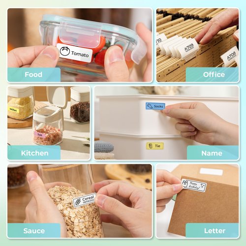 Nelko Label Maker Machine with Tape, P21 Bluetooth Label Printer, Wireless Mini Label Makers with Multiple Templates for School Office Home, Cyan