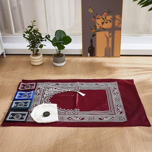 Mindsoft Portable Travel Prayer Mat - 16 Pcs Waterproof Islamic Rug with Compass & Carry Bag (60 cm x 100 cm)