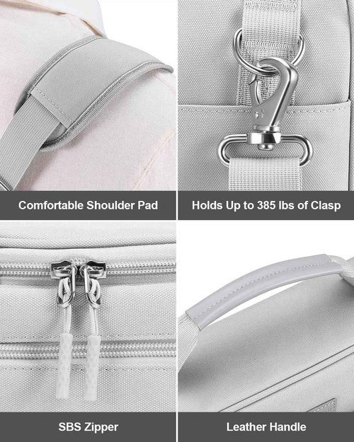 HINOOR 3-Inch 3-Ring Zipper Binder with Shoulder Strap, D-Ring Zip Up Binder with 700 Sheets Capacity, Compatible with 13" MacBook, 12.9" Tablet, for Middle School, College, Office (Gray)