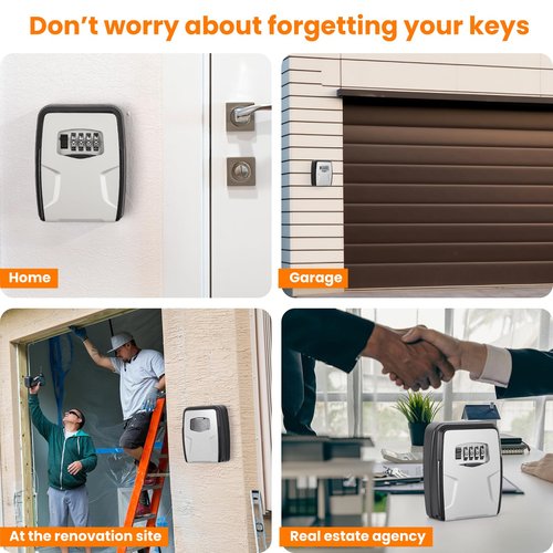 Fayleeko Key Lock Box Wall Mounted, 5 Keys Capacity, Key Safe Security Storage Lock Box for Indoor, Outdoor, Garage, Garden, Store (1 Pack, Black)