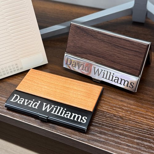 ubjva Personalized Business Card Holder Custom Card Wallet with Engraved Name Business Card Organizer for Men and Women
