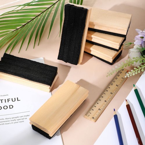 Felt Campus Style Erasers, Cleaner Dusters Felt Chalkboard Eraser for Kids Wood Chalk Eraser for Chalkboard Cleaners Dusters for Markers White Black Boards Paint School Students Teachers (12)