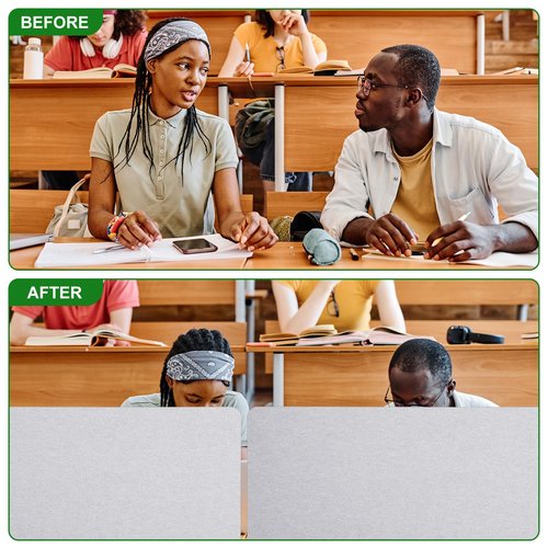 DoubleFill 2 Pack Acoustic Desk Divider Partition 23.6 x 47.2 Stand up Freestanding Privacy Panel Noise Visual Distractions Reducing Table Divider for Student Reception Area Office(Beige)