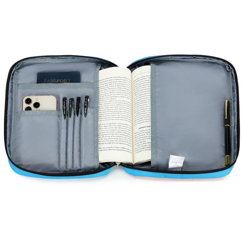Octsky Boys Bible Cover, Carrying Book Case Church Bag Bible Protective with Handle and Zippered Pocket, Game Blue