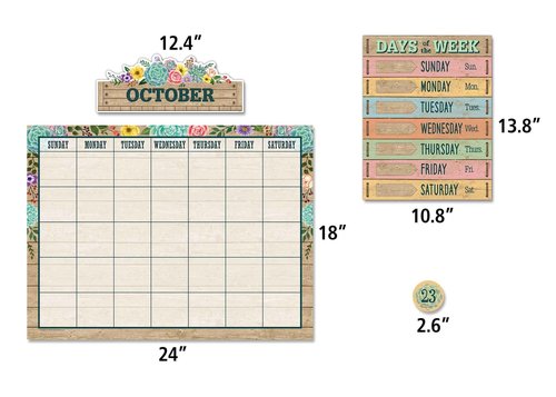 Teacher Created Resources Rustic Bloom Calendar Bulletin Board Set (Pack of 2)