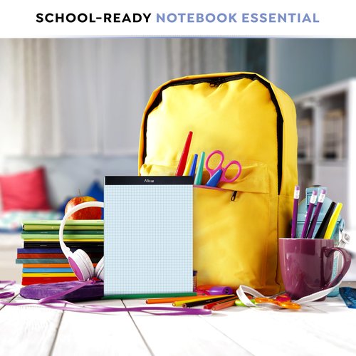 Alitte Graph Paper Pad, Pack of 12, White Letter Size - 4x4 Quad Grid Paper, Easy-Tear Perforations, 8.5 x 11 Cardboard Backing - Graph Notepads for School, Office -50 Sheets per Pad