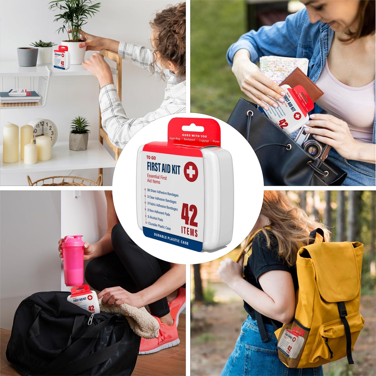 DecorRack 4 Pack Mini First Aid Kits, Small Travel Size Kit, First Aid Patch with 168 Items, Durable Plastic Box Perfect for Car, Home, Boat, or Camping, (168 Pieces, 4 Pack)