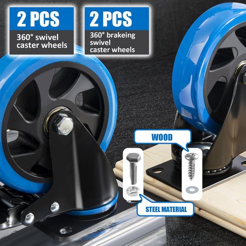 5 Inch Locking Casters Set of 4 Heavy Duty,Industrial Outdoor Caster Wheels Heavy Duty Load 2600lb,Swivel Caster Wheels for Furniture,Cart and Workbench.