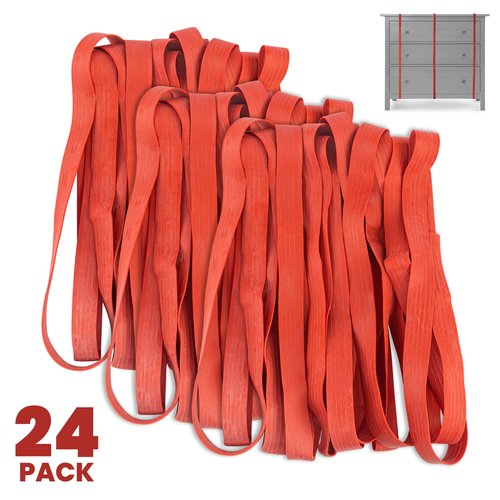 24 Pack Extra Large Rubber Bands for Furniture & Moving Blankets - 42" Length Extra Strength - Mover Bands to Secure Drawers, Doors & Covers - by Kitchentoolz